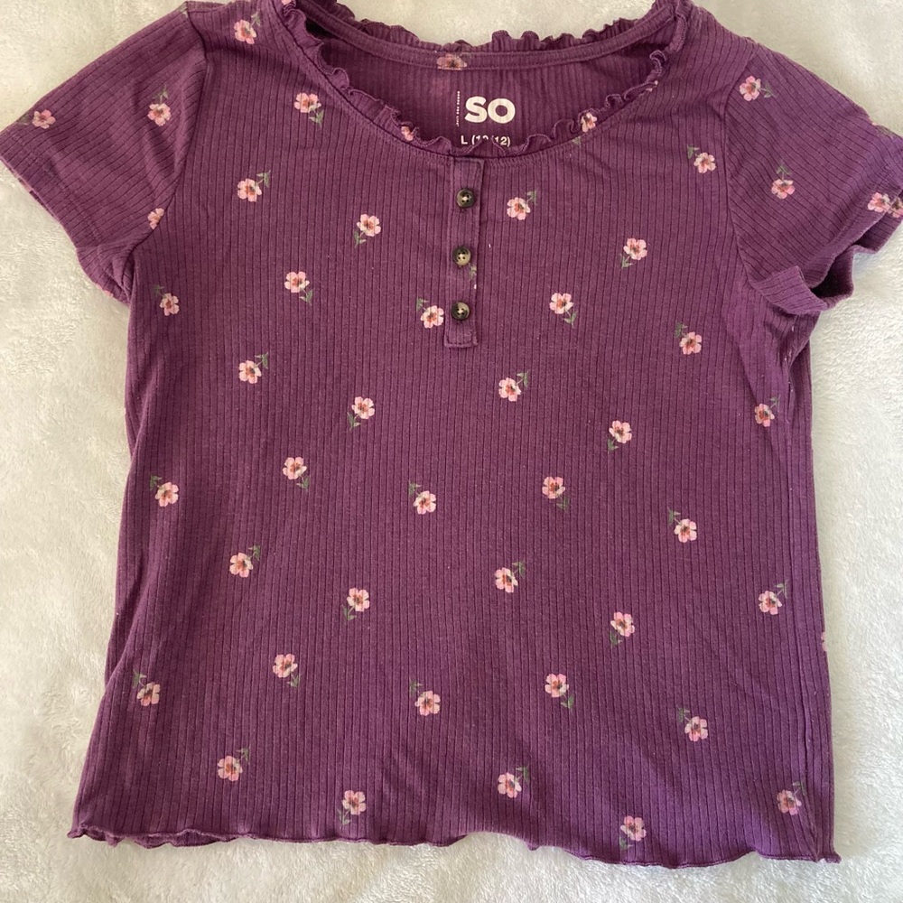 SO Purple Floral Short Sleeve Tee
